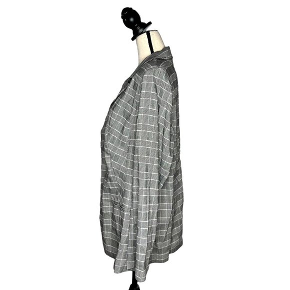 Lane Bryant Black White Plaid One Button Notched Lapel Bryant Blazer Size 22 - Picture 4 of 7